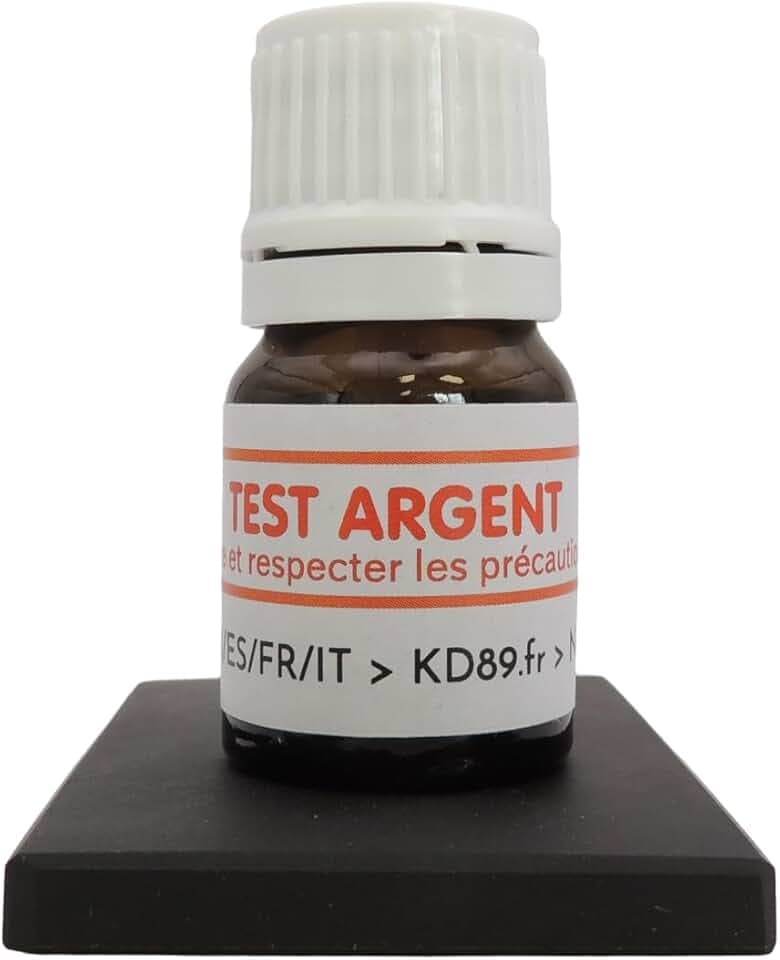 KD89 KD89 Test reattivo/soluzione per testare argento, con pietra di paragone naturale e istruzioni multilingue, spatola per gioielli, monete, lingotti, 2,5 ml, KIT1A