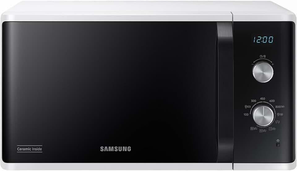 Samsung Forno a Microonde Grill, a libera installazione, Dual Dial MG23K3614AW/ET, Cottura Croccante, AutoDefrost, Microonde + Grill 800 W + 1100 W, 23 L, 49l x 27,5h x 39p cm, Bianco
