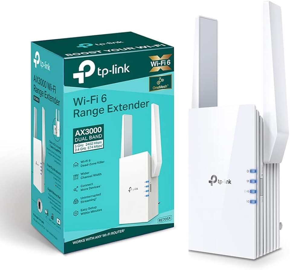TP-Link RE705X Ripetitore WiFi 6, Amplificatore AX3000Mbps, Extender, Booster, 1 Porta Gigabit Ethernet Ultraveloce, Amplificatore Segnale, Nuovo Prodotto con TP-Link Onemesh