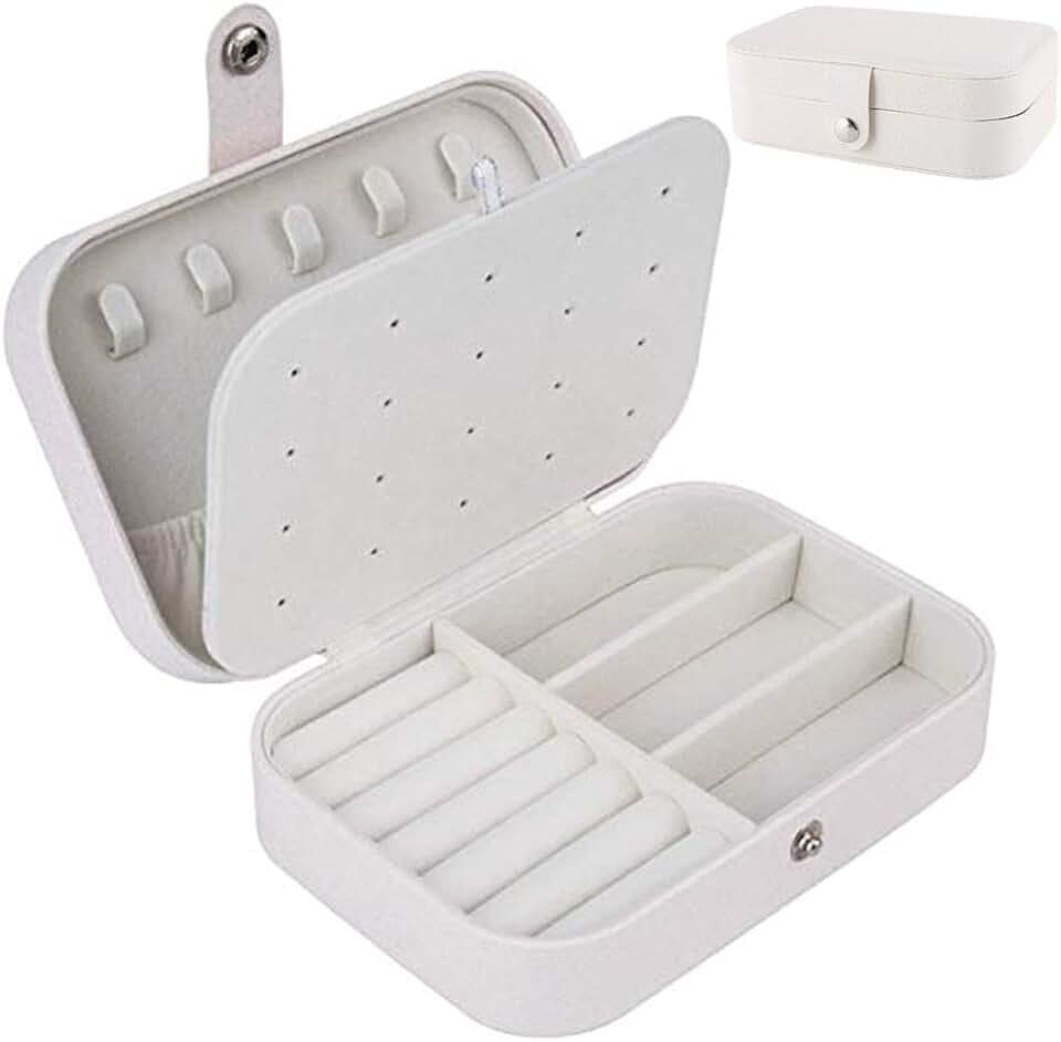 ZOCONE Portagioie Viaggio, 2 Strati Portable Portagioie Piccolo Portagioie da Viaggio Donna, Adatto per Riporre Orecchini/Anelli/Collane, 16.5 * 11.5 * 5.5cm