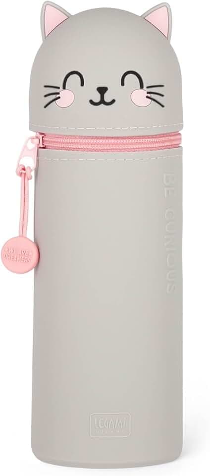 Legami - Kawaii Astuccio Scuola 2 in 1 in Morbido Silicone, Portapenne da Tavolo, Chiusura con Cerniera, Penne Pastelli Pennarelli, H 18.5 cm