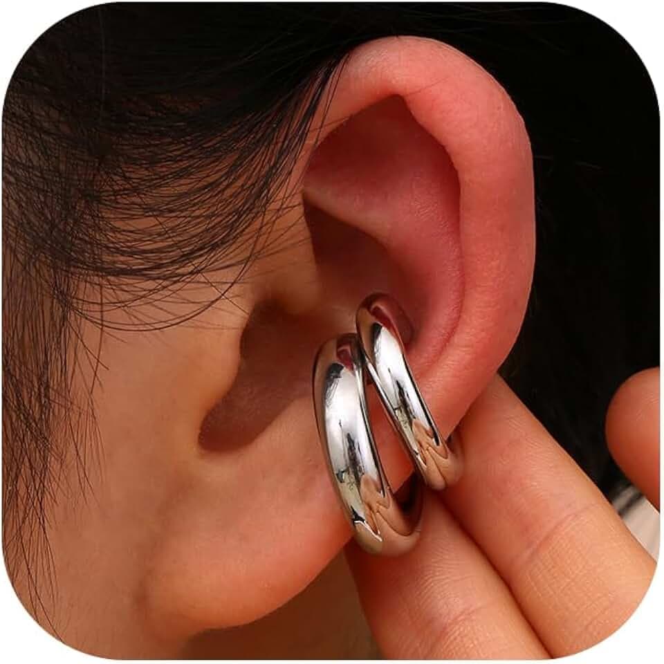 Dochais Ear Cuff Orecchini Non piercing, Orecchini Donna Chunky Earcuff Orecchini Senza Buco alla a clip per Cartilagine Orecchini a clip per Ragazze Ipoallergenici Regalo di Gioielli ClimeCo Certified