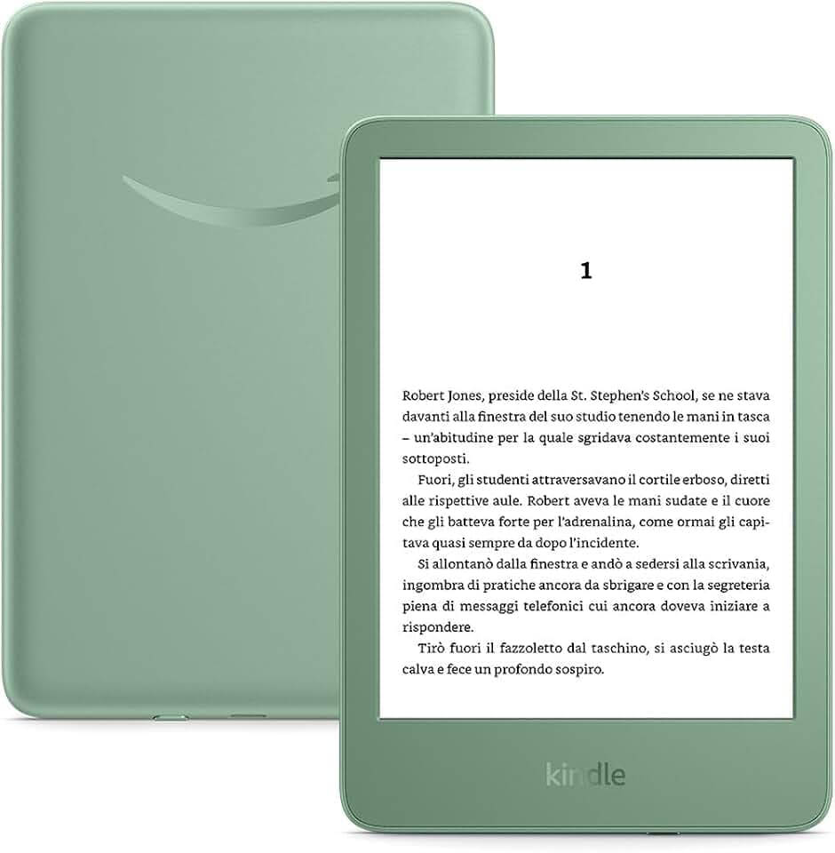 Amazon Kindle (Ultimo modello) - Il più leggero e compatto, con schermo antiriflesso, cambio pagina più rapido, illuminazione frontale regolabile- 16 GB - Con pubblicità - Verde Matcha Reducing CO2