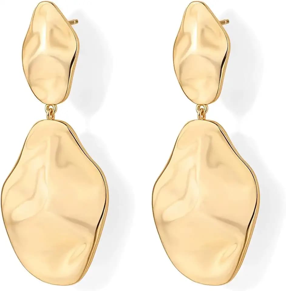 Rainway 1 Paio Orecchini Oro da Donna, Pendenti Irregolari Lunghi, Orecchino Placcati in Oro 14K, Orecchini a Perno Ipoallergenici, Regali di Gioielli da Donna
