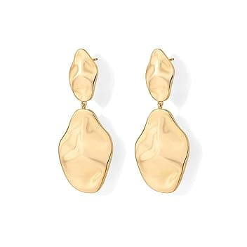 Rainway 1 Paio Orecchini Oro da Donna, Pendenti Irregolari Lunghi, Orecchino Placcati in Oro 14K, Orecchini a Perno Ipoallergenici, Regali di Gioielli da Donna