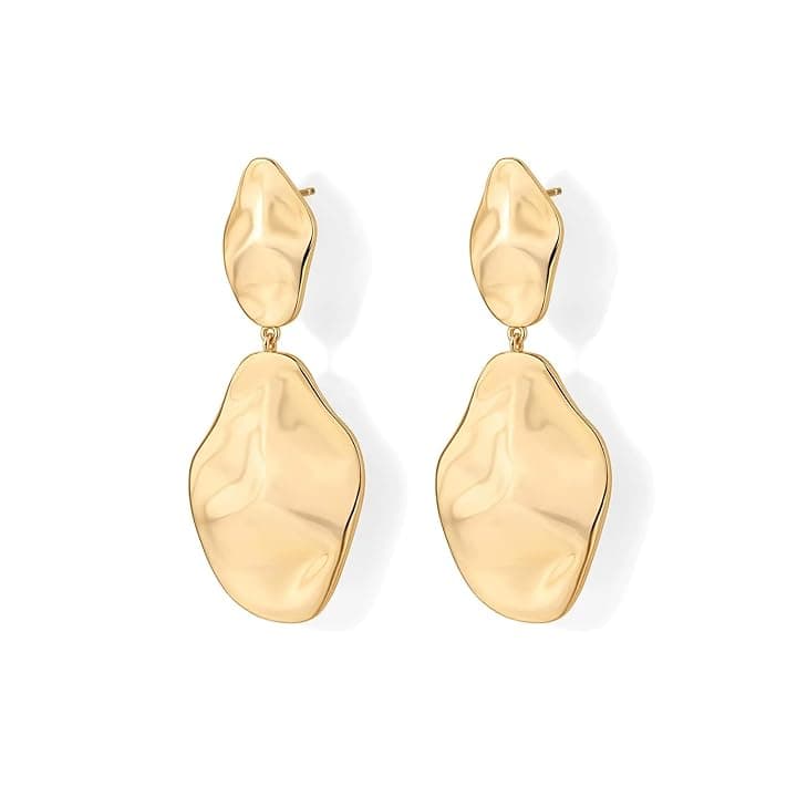 Rainway 1 Paio Orecchini Oro da Donna, Pendenti Irregolari Lunghi, Orecchino Placcati in Oro 14K, Orecchini a Perno Ipoallergenici, Regali di Gioielli da Donna