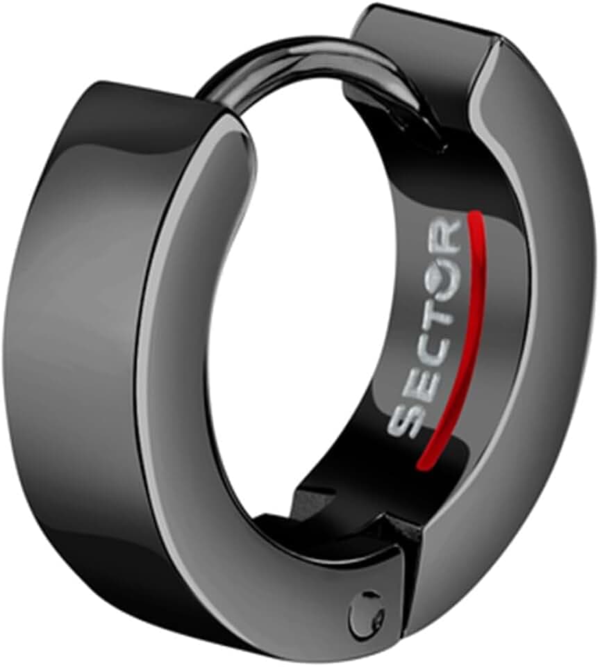 Sector No Limits Mono Orecchino Uomo in Acciaio, Smalto, IP Nero, Collezione Row - SACX24