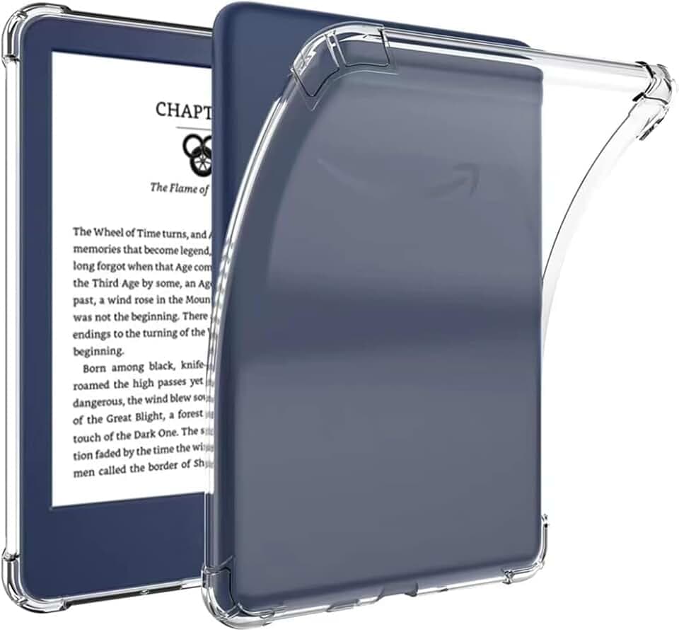 VOVIPO Custodia Trasparente per 6" Kindle (11th Generazione-2024/2022 Rilasciato), Ultra Soft Flessibile TPU Skin Bumper Copertura con posteriore rinforzata Angoli per Kindle 6 pollice 2024-Clear