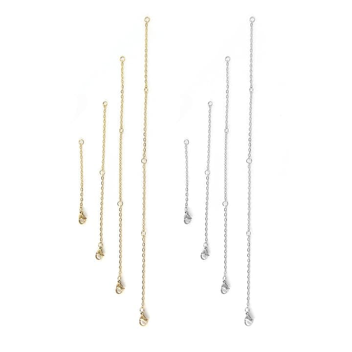 8 Pezzi Collana Extender, Argento e Oro, Gioielli per Bracciale e Caviglia, per Donne e Uomini (4 Taglie), Acciaio Inossidabile