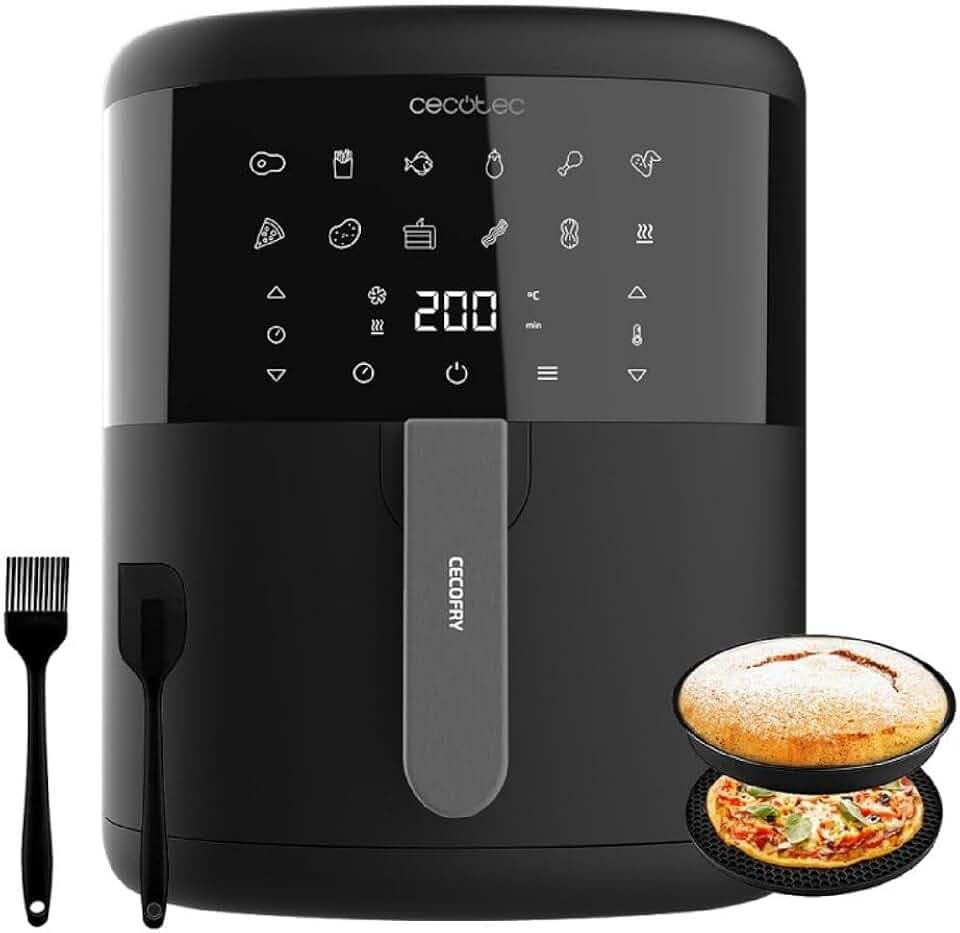 Cecotec Friggitrice ad Aria Cecofry Bombastik 6000 Full. Air Fryer 1700 W, Capacità 6 L, Tecnologia PerfectCook, Regolazione della Temperatura e Del Tempo, Controllo Touch, 12 Modalità, Accessori
