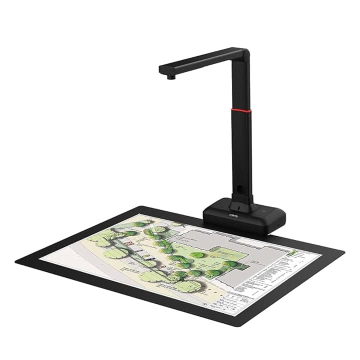 Viisan S21 per documenti e libri di formato fino a A2. 21MP Sensor leviga la curvatura delle pagine doppie del libro. scansione automatica. Modifica delle immagini e software OCR. Windows e Mac