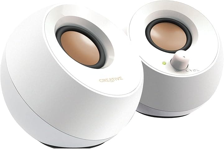 Sistema di altoparlanti desktop moderno Creative Pebble con alimentazione USB 2.0 (Bianco)