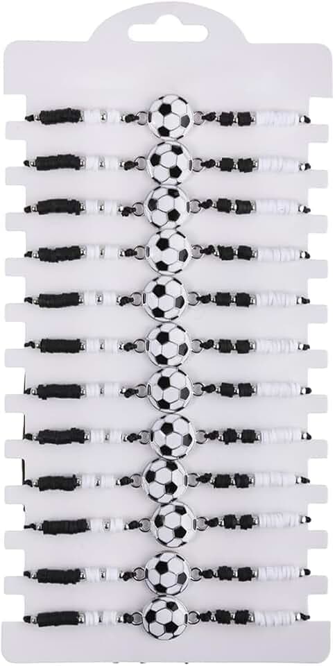 YAFULG 12 Pcs Gadget Calcio Bambini, Bracciale Calcio, Braccialetti Amicizia Bambini, Braccialetti Intrecciati Regolabili Per Feste Sportive, Braccialetto Per Bambini, Regalo Di Compleanno Feste
