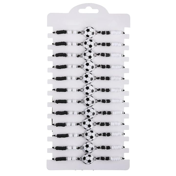 YAFULG 12 Pcs Gadget Calcio Bambini, Bracciale Calcio, Braccialetti Amicizia Bambini, Braccialetti Intrecciati Regolabili Per Feste Sportive, Braccialetto Per Bambini, Regalo Di Compleanno Feste