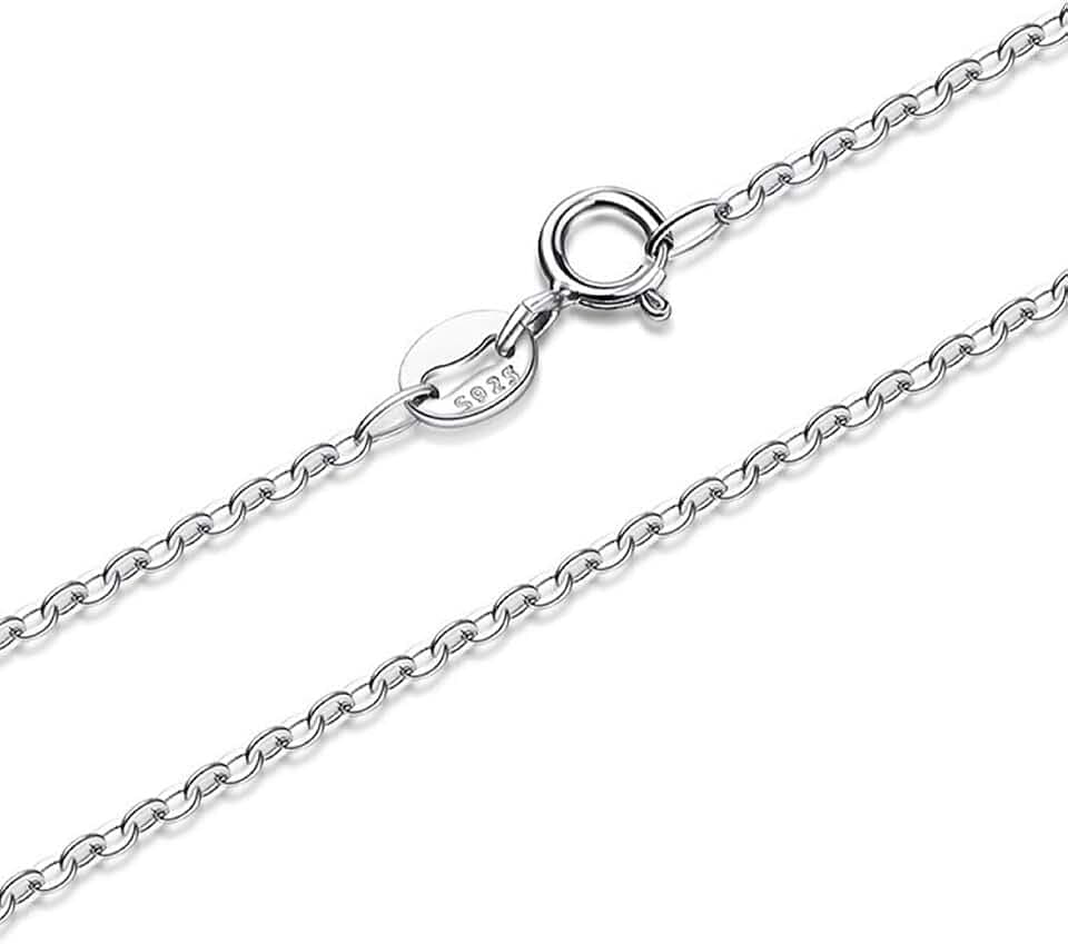 Catena in Argento Sterling 925, Modello Barbazzale,Larghezza 1 mm,Lunghezza 45 cm,Senza Ciondolo
