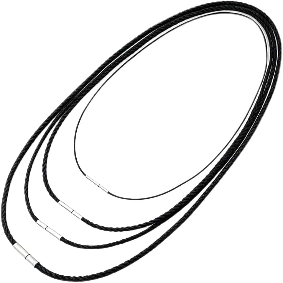 LAKPYN 4 Pezzi Collane Caucciu Uomo Con Chiusura,Catena Di Cuoio Per Collana Uomo e Donna,Collana Ricambio Per Cindolo Di Catena