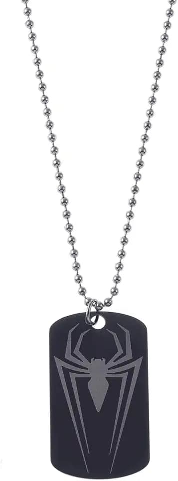 Marvel Collana in acciaio inox con ciondolo Spider-Man/Thanos/Avengers/Black Panther per bambini, lunghezza 56 cm