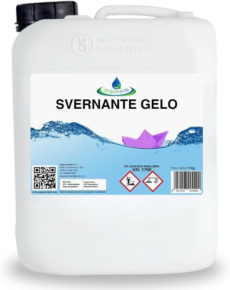 acquaverde | Svernante Gelo Liquido per Piscina- 5 kg, non Schiumogeno, Concentrato, Trattamento Invernale per il Mantenimento dell'Acqua: Antibatterico, Antialghe e con Speciale Funzione Antigelo