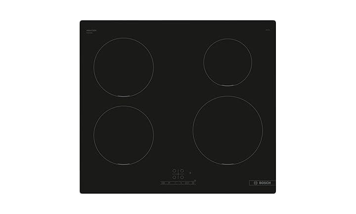 Bosch PUE611BB5J Serie 4, Piano cottura a induzione, PowerBoost accelera il processo di cottura, TouchSelect, senza profili, Nero, 60 cm