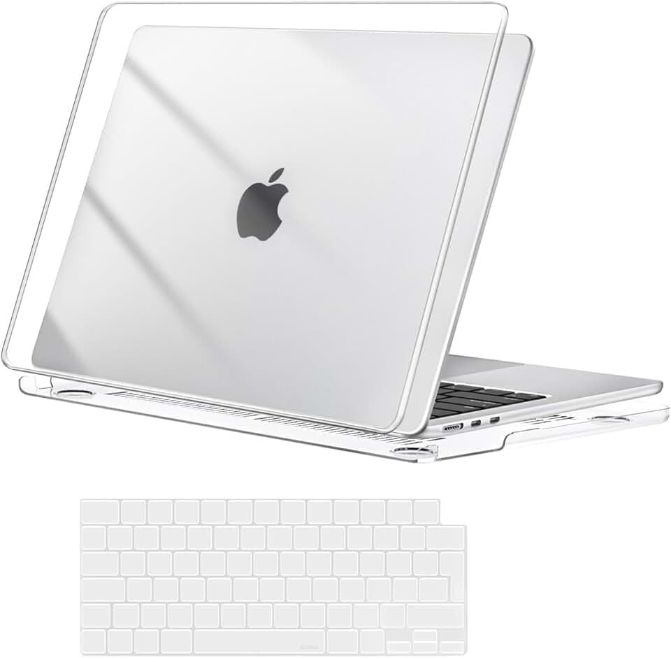 MOSISO Custodia Compatibile con MacBook Air 13 Cover M4 M3 M2 2025 2024 2023 2022 A3240 A3113 A2681, per MacBook Air 13,6'' display Liquid Retina Protezione Case&Copritastiera, Chiaro Cristallo
