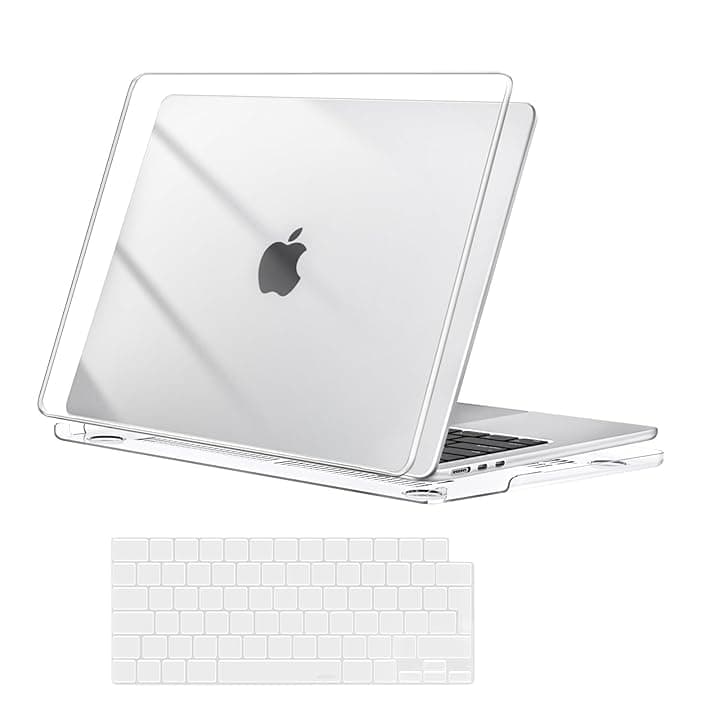 MOSISO Custodia Compatibile con MacBook Air 13 Cover M5 M4 M3 M2 2026 2025 2024 2023 2022 A3449 A3240 A3113 A2681, Case per MacBook Air 13,6'' display Liquid Retina&Copritastiera, Chiaro Cristallo