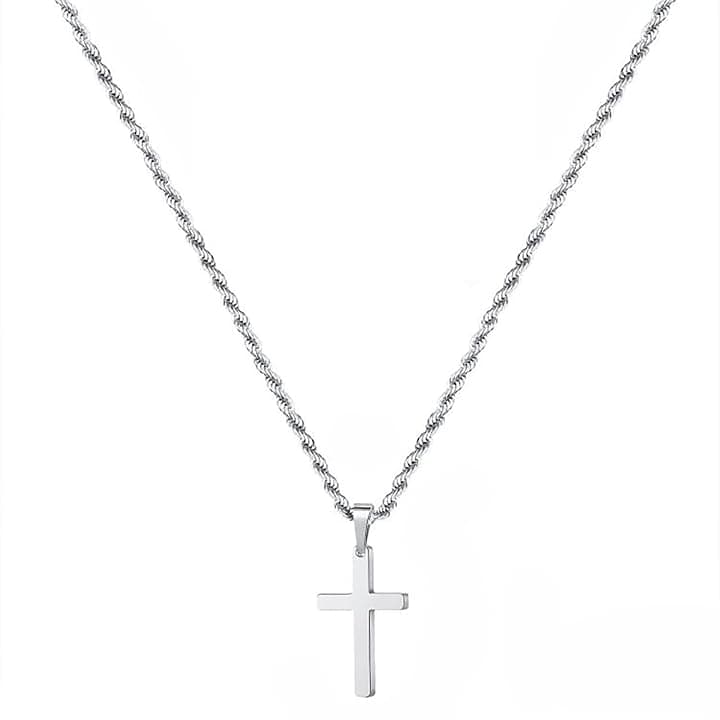 ShiWuYou Croce Singolo, Acciaio Inossidabile con Pendente Croce a Catena per Uomo, Regali di Pasqua per Il Giorno del Ringraziamento