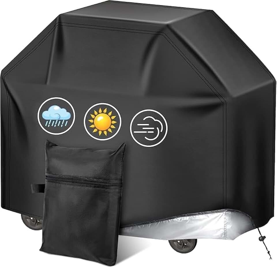 CIRULLI Copertura per barbecue resistente alle intemperie, resistente ai raggi UV e agli strappi, griglia a gas universale, resistente alle intemperie per cucina esterna, 145 x 61 x 117 cm - nero