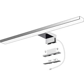 Lampada da Specchio a LED per Bagno,10W,820LM,40cm,Bianco Neutro,4000K,Montaggio 3 in 1,IP44,230V,400mm,Senza Tremolio,Lampada da Specchio per Armadio da Bagno