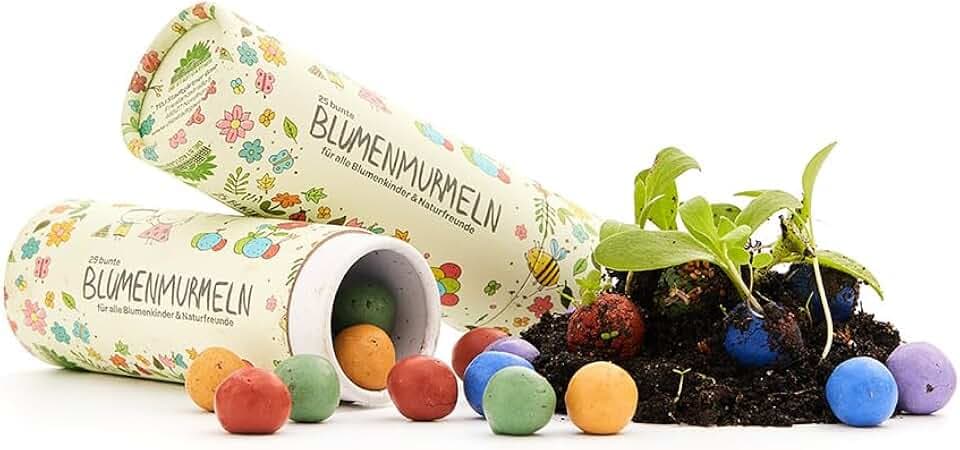 25 bombe a seme colorate fatte a mano con oltre 20 tipi di semi di fiori, regalini di compleanno per bambini, 100% ecologico 2 J. durevole