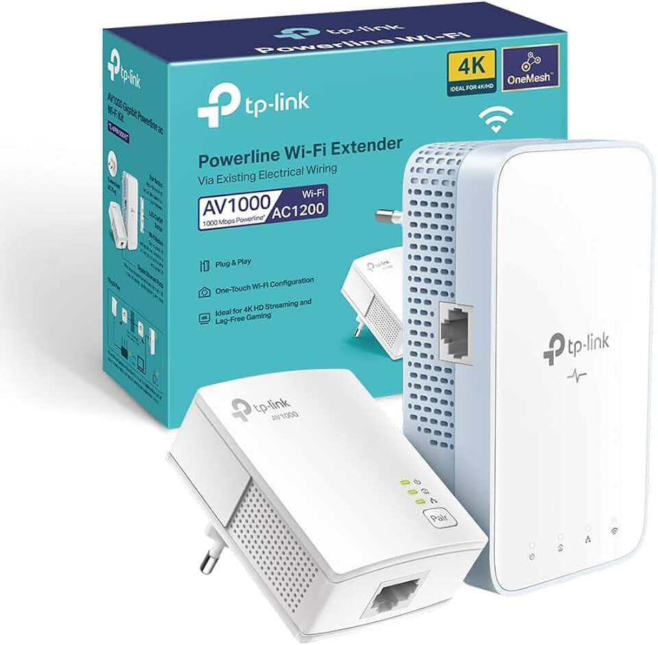 TP-Link TL-WPA1000 Kit Powerline, AV1000 Mbps su Powerline, AC1200 su WiFi Dual Band, 1 Porta Gigabit, Plug & Play, Homeplug AV2, Tecnologia OneMesh, Estendi Rete Tramite Impianto Elettrico