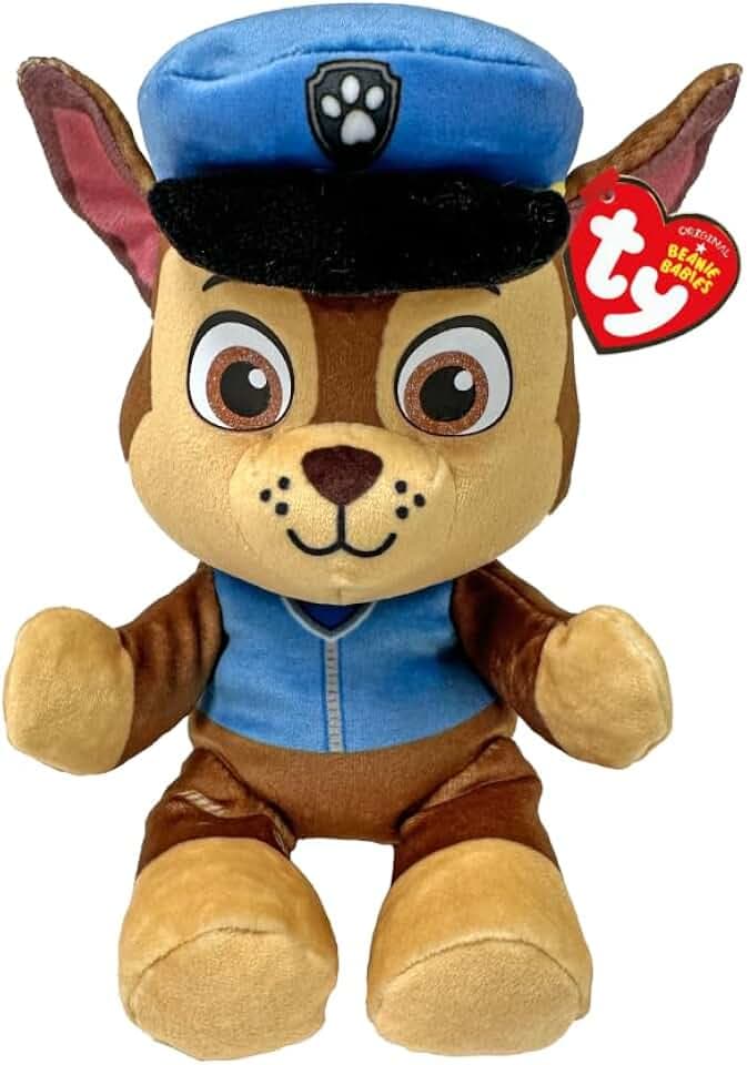 Ty - Collezione Paw Patrol, Chase, Tutti gli Eroi della Squadra dei Cuccioli in Versione Floppy, Morbido Peluche da Collezionare, Idea Regalo per Grandi e Piccini - 20 cm - T44014