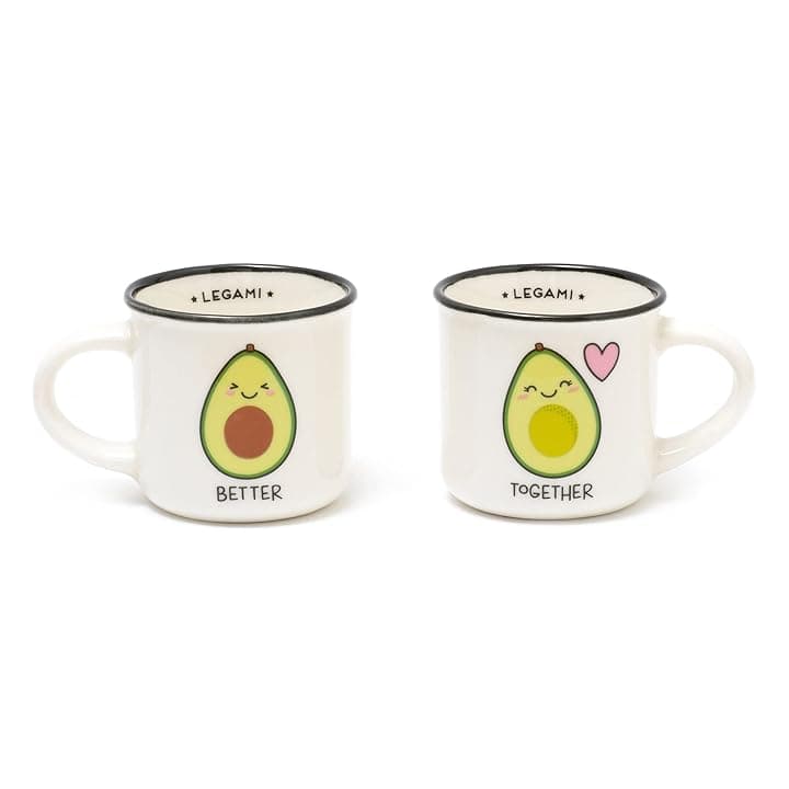 Legami - Espresso For Two, 2 Tazzine da Caffè in Porcellana New Bone China, Capacità 50 ml, Tema Avocado, Lavabili in Lavastoviglie, Utilizzabili nel microonde