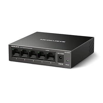 TP-Link Mercusys MS105GS Switch Ethernet 5 Porte Gigabit, Sdoppiatore Ethernet, Switch Gigabit per la Casa e l'Ufficio, Plug e Play, Montaggio Desktop, Cassa in Metallo, Durevole e Silenzioso