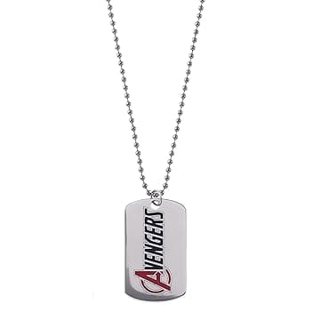 Marvel Collana in acciaio inox con ciondolo Spider-Man/Thanos/Avengers/Black Panther per bambini, lunghezza 56 cm