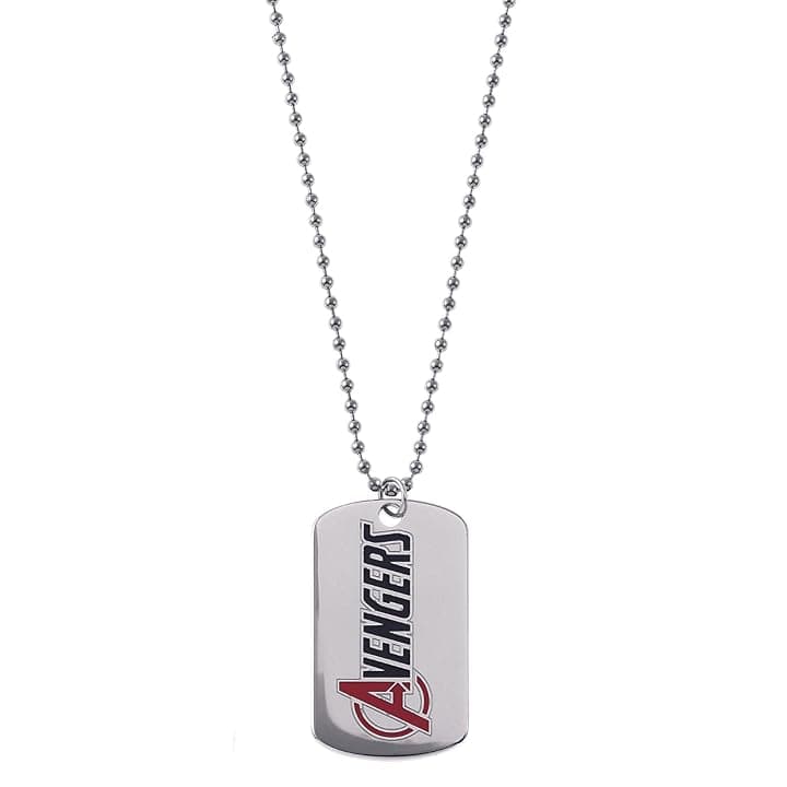 Marvel Collana in acciaio inox con ciondolo Spider-Man/Thanos/Avengers/Black Panther per bambini, lunghezza 56 cm