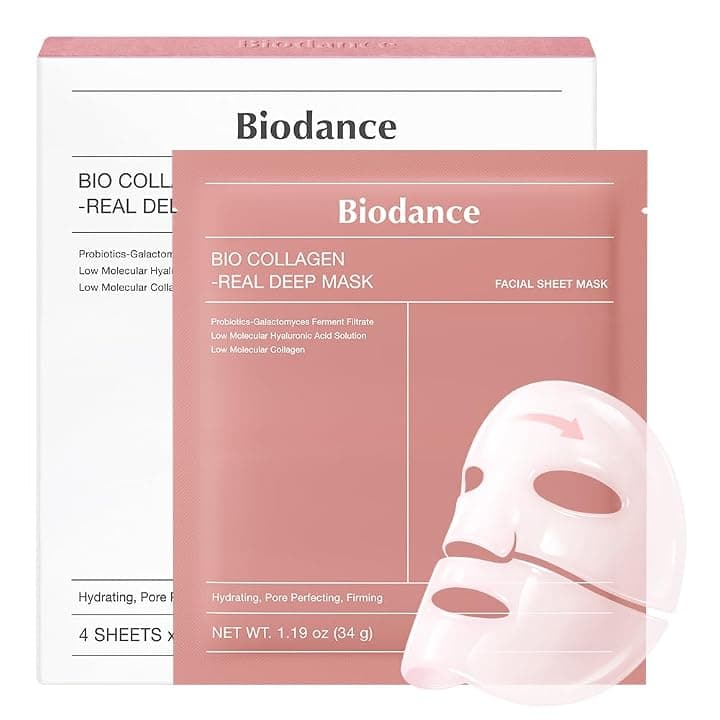 BIODANCE Bio-Collagen Real Deep Mask, Maschera Viso Notturna in Idrogel, Idratante e Rimpolpante, Minimizza i Pori e Migliora l'Elasticità, K-Beauty Skincare Coreana | 4 Pezzi