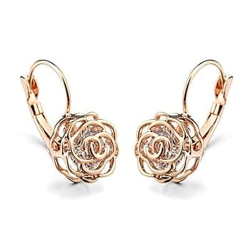 IMINI Orecchini a monachella con fiore di rosa 3D in cristallo filigrana CZ, pendenti a goccia per donne e ragazze, orecchini delicati per orecchie sensibili, regalo elegante per amanti, matrimonio