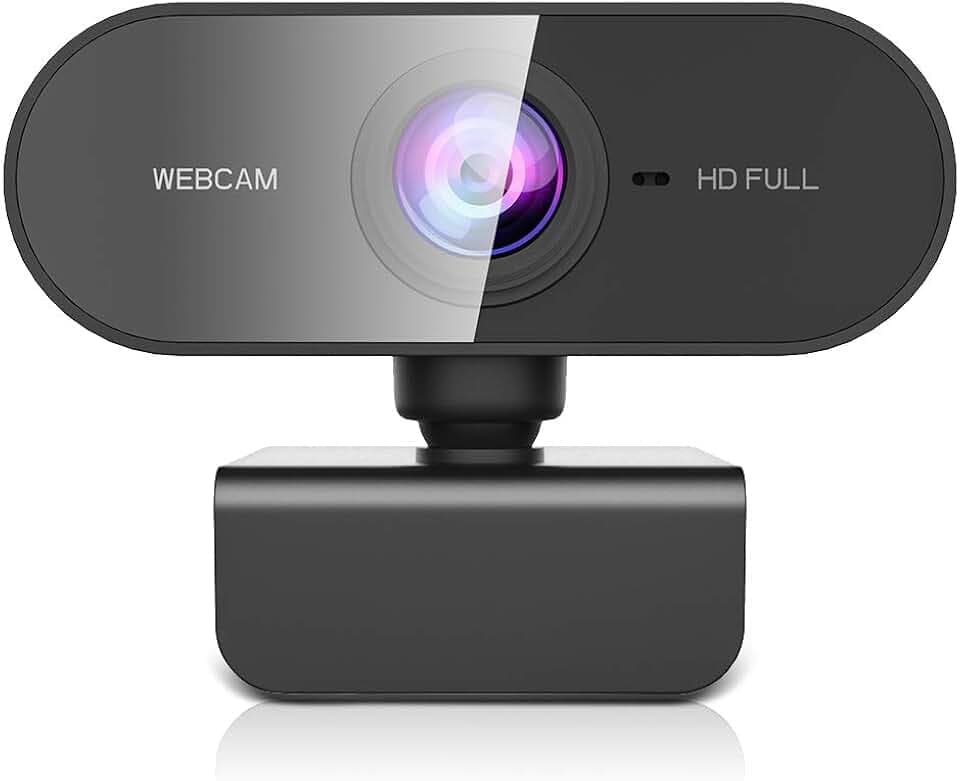 Webcam Full HD 1080P con Microfono e Rotazione 360°, Telecamera PC per Videochiamate Zoom e YouTube USB Plug & Play Ideale per YouTube Streaming, Skype e Smart Working su Windows, Mac, Linux