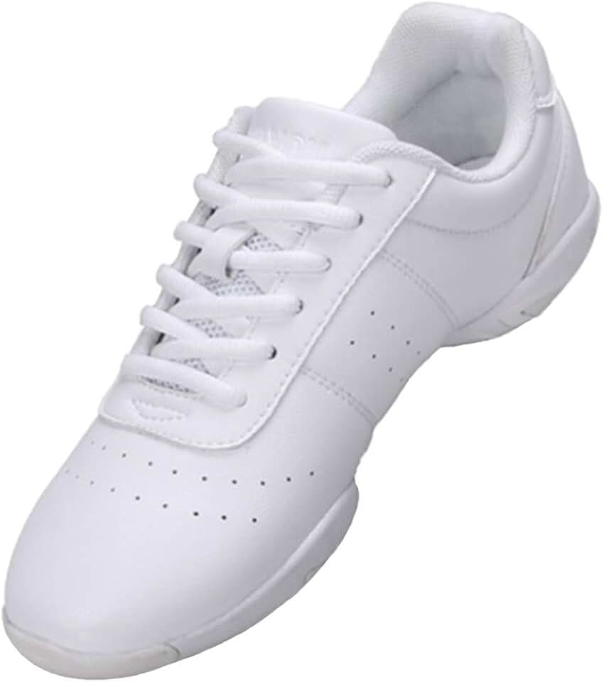 Scarpe da ballo da donna con lacci per palestra, sport, aerobica, cheerleader, per allenamento, bianco, 38 EU