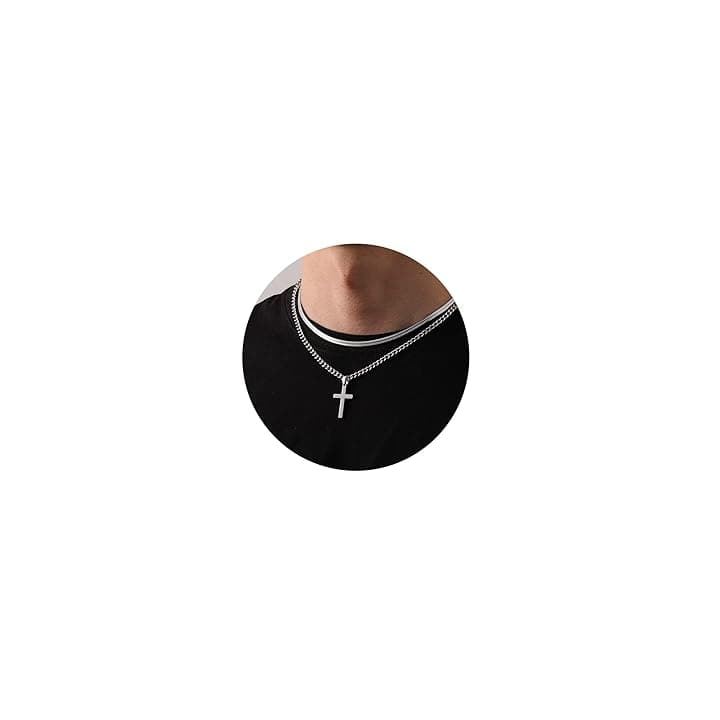 Esmoly Crocifisso Collana Uomo Argento Oro Nero Collana Croce 316L Acciaio Inossidabile Catena Cubana Serpente Catena Doppia Catena Regalo Uomo Ragazzo