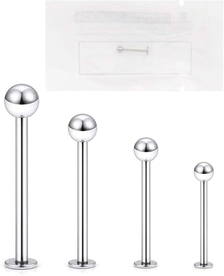 WARRIOR Piercing STERILE Labret per Labro Trago Helix Cartilagine Dischi Piercing Flessibili in Silicone Orecchio Stud in Acciaio Chirurgico 316L 16G (1,2mm) Pallina da 3mm Body Piercing Gioielli