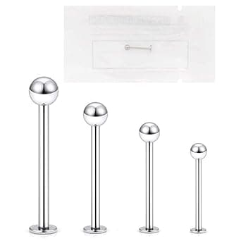 WARRIOR Piercing STERILE Labret per Labro Trago Helix Cartilagine Dischi Piercing Flessibili in Silicone Orecchio Stud in Acciaio Chirurgico 316L 16G (1,2mm) Pallina da 3mm Body Piercing Gioielli