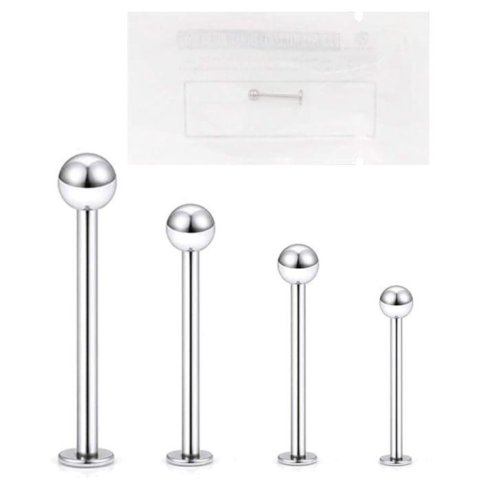 WARRIOR Piercing STERILE Labret per Labro Trago Helix Cartilagine Dischi Piercing Flessibili in Silicone Orecchio Stud in Acciaio Chirurgico 316L 16G (1,2mm) Pallina da 3mm Body Piercing Gioielli