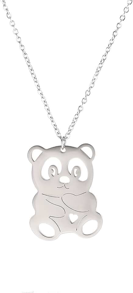 EUEAVAN Collana con ciondolo a forma di panda gigante con animali, in acciaio inox, stile hip hop, semplice, regalo di compleanno per donne e mamme