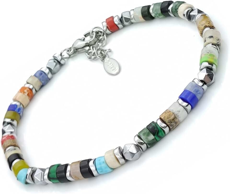 SAGA GIOIELLI Bracciale Uomo Rondelle Colorate Acciaio