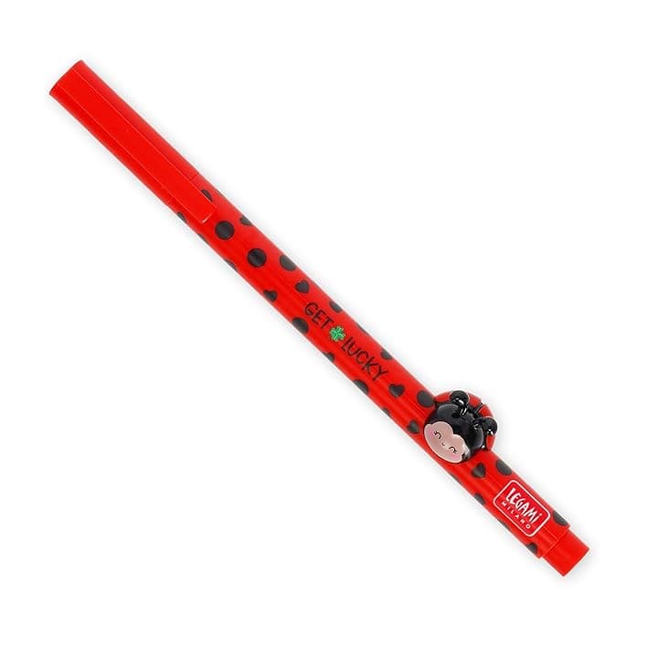 Legami - Penna Gel con Animaletto Decorativo Lovely Friends, Ladybug, Evita il Rotolamento, Inchiostro Rosso, Animaletto Rimovibile e Ricombinabile, Punta 0,5 mm