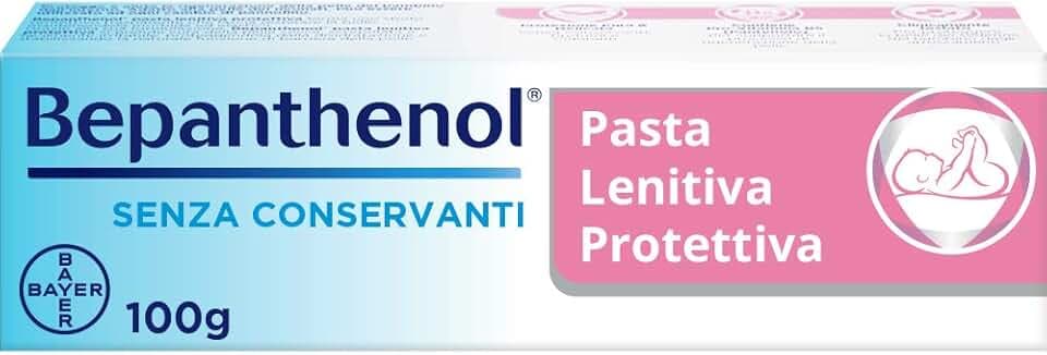 Bepanthenol Pasta Lenitiva Neonato Protettiva, Pasta Cambio Pannolino con Pantenolo che Idrata e Rigenera la pelle, Crema per Bambini Irritazione Pannolino Senza Conservanti, Profumi e Coloranti 100 g
