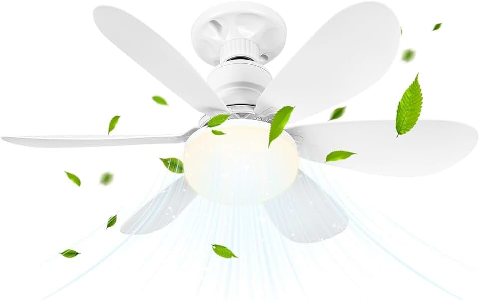 BuzzoXerex Ventilatore da Soffitto con Luce e Telecomando, 52CM Piccoli Lampadario con Ventilatore da Soffitto, E27 Plafoniera Led Soffitto Silenziosa, Velocità, Luminosità e Memoria