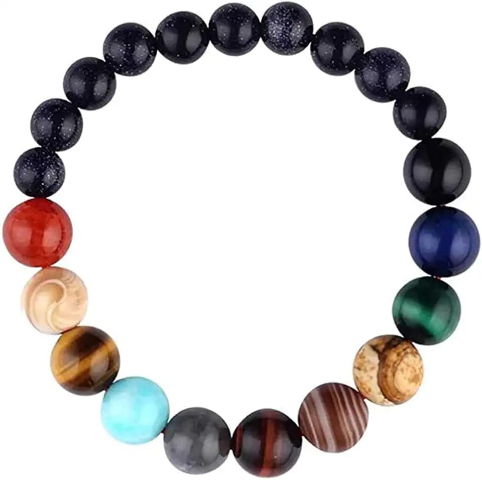 Pubiao Bracciali Sistema Solare Braccialetto Gioielli Universo Galaxy Pianeta Pietra in Rilievo per Uomo Donna Ragazzi Ragazze Bambini Adolescente