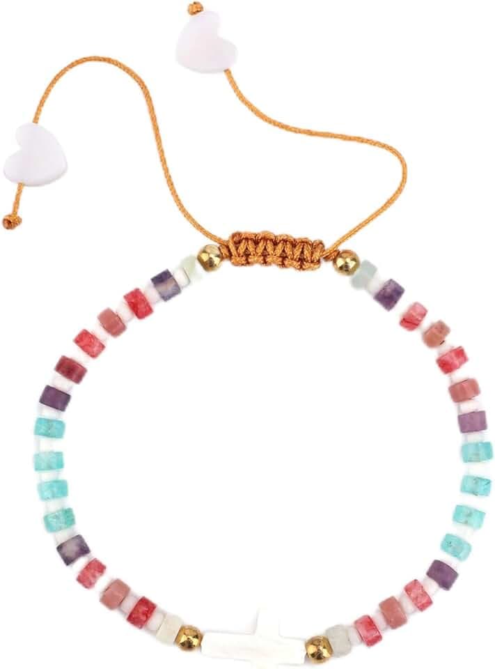 Mikovivi Bracciale con Croce Comunione, Regali Prima Comunione Braccialetto Cristiano Della Fede con Biglietto Benedizione Gioiello Religioso per Ragazzo Bambine Donne Cresima Regali per il Battesimo